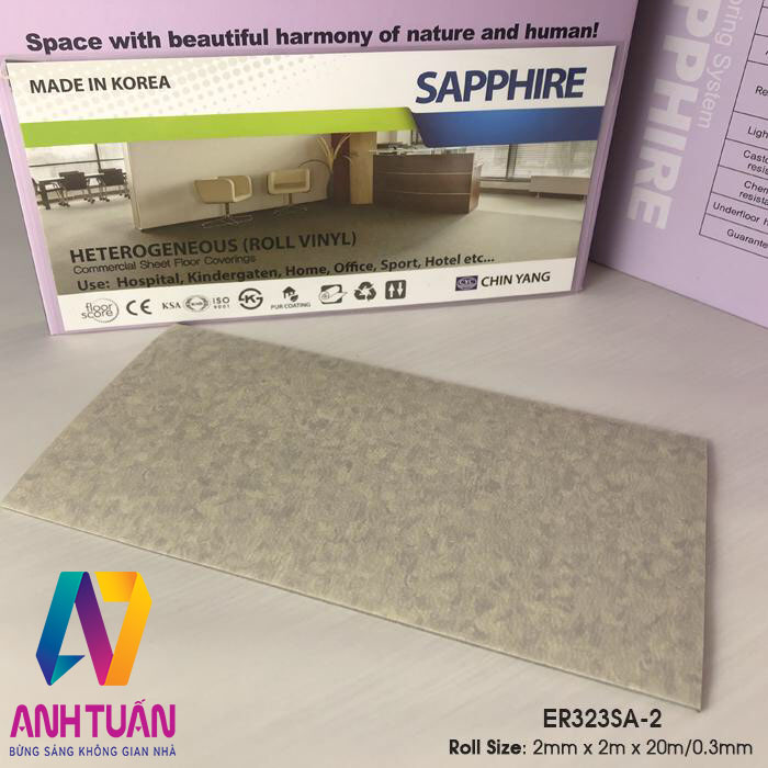 Sàn Vinyl kháng khuẩn ER323A-2, sàn nhựa cuộn